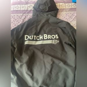 Black hooded jacket. Great for cold or rain. Like new.